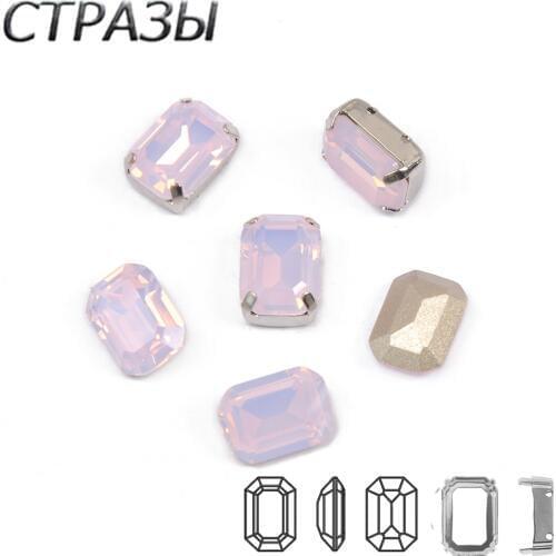 K9 Crystal Tctagon Rose Water Opal Chaton Fancy Stones Setting Pointed Back Strass Sew On Crystal For Garment Jewelry