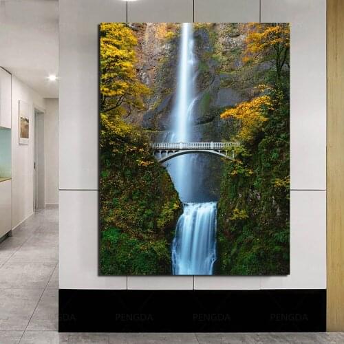 HD Printed Waterfall Canvas Painting Home Decor Wall Art Wonderland Poster Modular Natural Landscape Modern Pictures Living Room