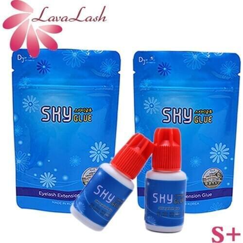 2 Bottles SKY S+ Type Glue For Eyelash Extension Red Cap Korea False Lash Glue 5ml Makeup Tools Wholesale Adhesive Sealed Bag
