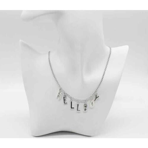 Short necklace, female original jewelry, modern punk style necklace, party girl jewelry, hip hop lettering "Hellboy"