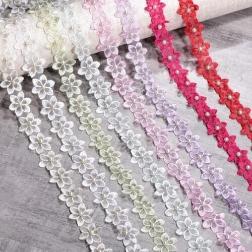 Lace Fabric Trim Flower Embroidery Ribbon DIY Handmade 3CM Width Water soluble polyester silk clothing accessories 1 yard/lot