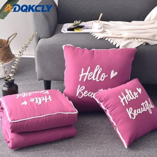 ADQKCLY Muti-Function Cushion Folding Cushion Blanket Wash Cotton Fabric Pillow for Couch Seat Pillow Aircondition throw Blanket