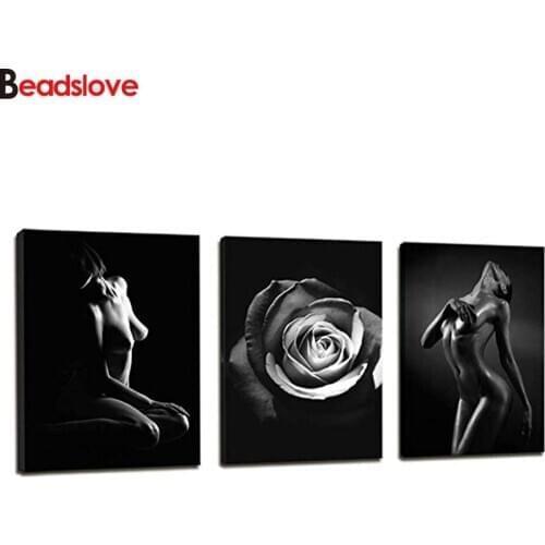 5D DIY Diamond Painting Nordic Naked Girl Diamond Embroidery Cross Stitch Kit 3 Piece Diamond Mosaic bedroom Decoration