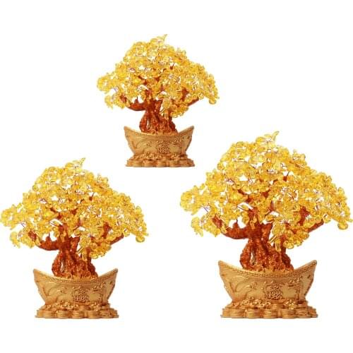 Natural Feng Shui Money Tree Artificial Bonsai Desk Home Good Luck Decor