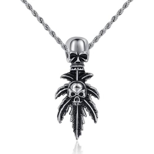 2019 New Promotion Maxi Necklace Collier Collares Fashion Retro Skull Necklace Pendants Stainless Steel Biker Punk Men Jewelry