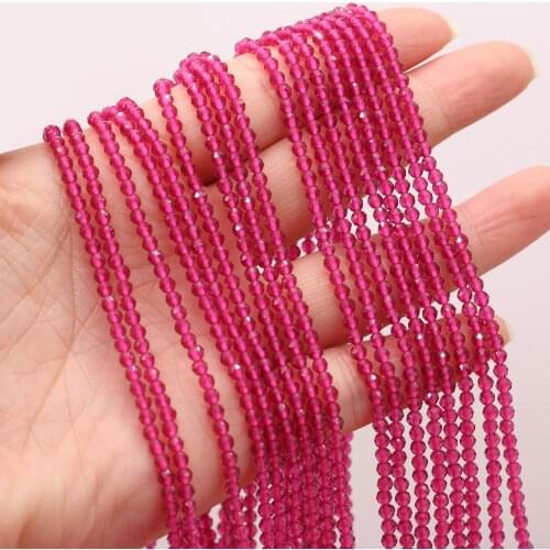 New 2pcs/lot Natural Small Stone Beads Rose Red Section Round Loose Beads for Jewelry Making DIY Bracelet Necklace Size 3mm