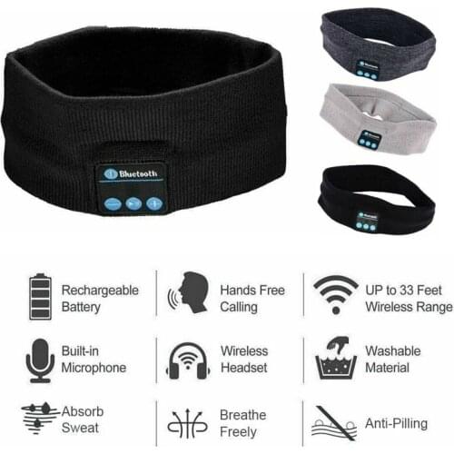 Rechargeable Wireless Music Sleeping Bluetooth Headband Built in Speaker Mic Earphone Fashion Hair Band for Yoga Running Sports