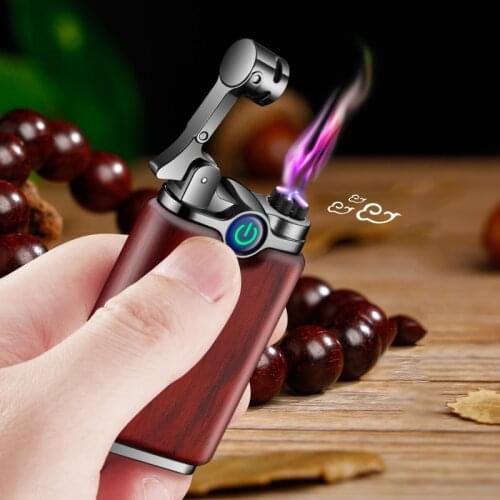 Plasma Sandalwood USB Lighter Rechargeable Double Arc Creative Lighter Cigarette Accessories Mens Smoking Exquisite Gift