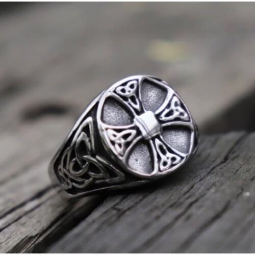 Popular mens Ring SilveryCeltic Knot Cross seal ring fashion bicycle jewelry