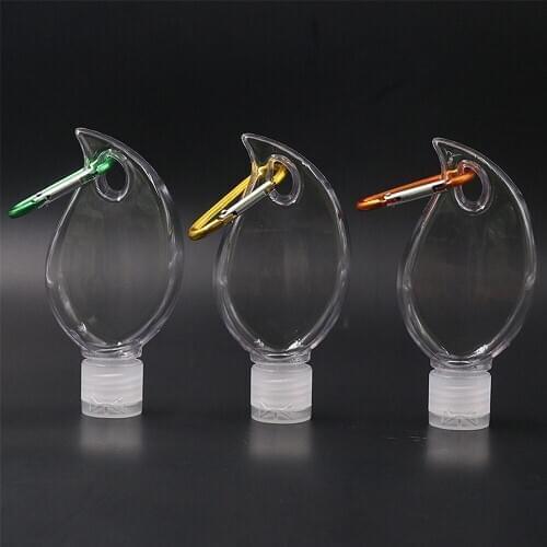 50ml Portable Heart Shape Empty Refillable Bottle With Key Ring Hook Travel Hand Sanitizer Bottle Hook Keychain Carrier New