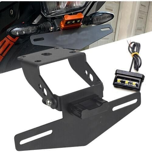 Motorcycle Adjustable License Plate LED Holder Mount Tail Rear Bracket For 125 250 390390 2017 2018 2019 2020 2021