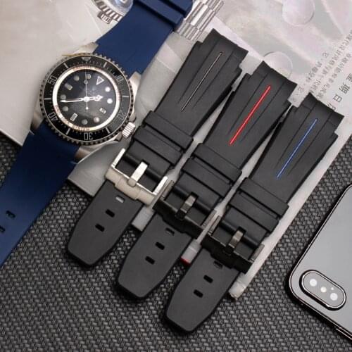 Waterproof Silicone Rubber Watch Strap Is Suitable For Rolex Single Red Black Green Water Ghost Watch Chain 20mm 21mm 22mm