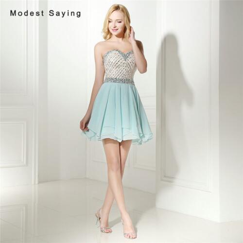 Luxury A line Sweetheart Beaded Mini Homecoming Dresses 2017 with Rhinestone Top Short 8th grade prom graduation Prom gowns