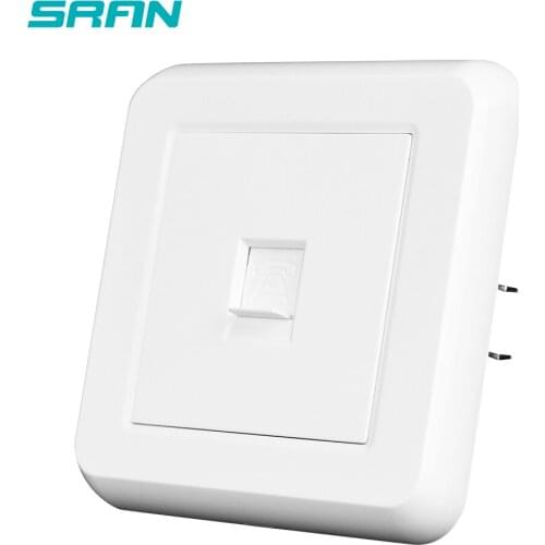 SRAN EU RJ11 socket,white flame retardant PC panel 82mm*82mm household telephone interface socket