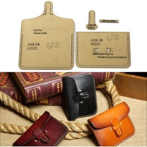 Making Leather Coin Pocket Kraft Paper Template Mini Storage Bag Sewing Stencil DIY Leather Craftwork Design Pattern Supplies