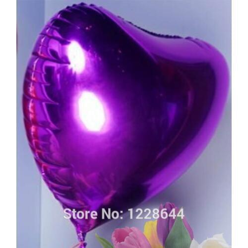 Birthday party decoration heart foil balloons Wedding favors Party supplies helium size purple color 24inch 20 pieces/lot