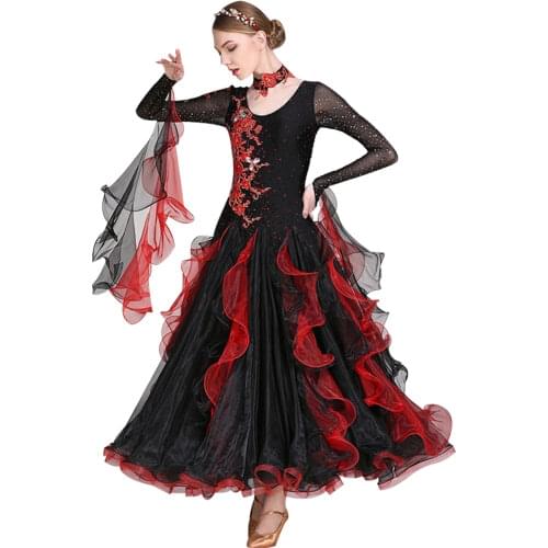 Embroider Adult Ballroom Competition Dance Dresses Waltze Modern Dance Performance international standard dancewear for women