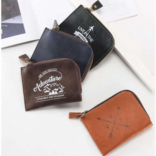 High Quality PU Zipper Simple Style Coin Purse Boys Mini Change Plush Purse Mini Mens Wallet Small Pouch Handbag Headset Bag
