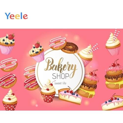 Yeele Strawberry Cake Bread Donut Hot Dog Bakery Baby Photography Backgrounds Customized Photographic Backdrops for Photo Studio
