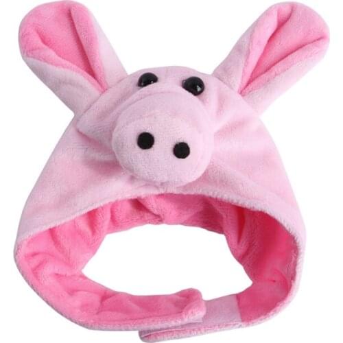 Funny Pet Cat Hat Costume Cosplay Animal Pig Shaped Hat for Cats Small Dogs Accessories Keep Warm Headgear Headwear T21D