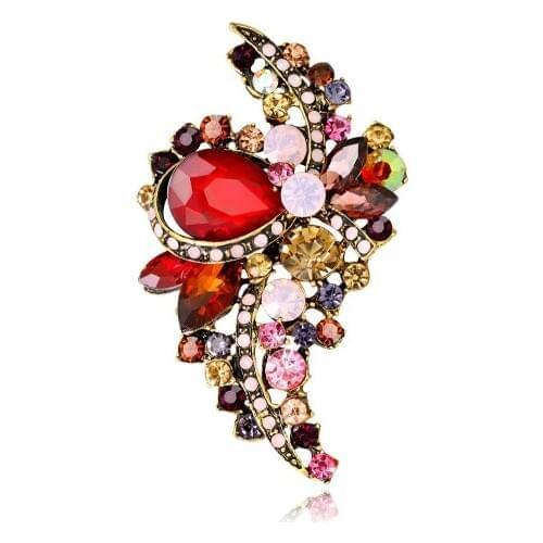 Colorful Crystal Diamante Flower Brooches Pin Luxury Rhinestones Alloy brooch For Women Clothing Jewelry Accessories AL222
