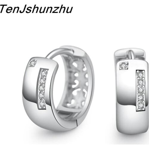 TenJshunzhu Stud Earring Earings Fashion 925 Sterling Silver Crystal Earrings for Women Nickel Free Wholesale Jewelry EH284