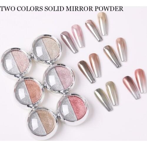 1 Box Double Rose Gold Color Nail Mirror Glitter Powder Nail Art Gel Polishing Chrome Flakes Pigment Dust Nail Art Decorations