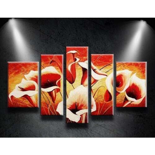100%Hand-painted Modern Abstract Art Callas Flowers Landscape Oil Painting On the Canvas Scenery Wall For hotel Decoration