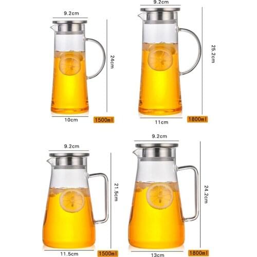 1000/1500ml Large Capacity Borosilicate Glass Teapots Transparent Explosion-proof Heat Water Bottles Coffee Juice Drink Kettle
