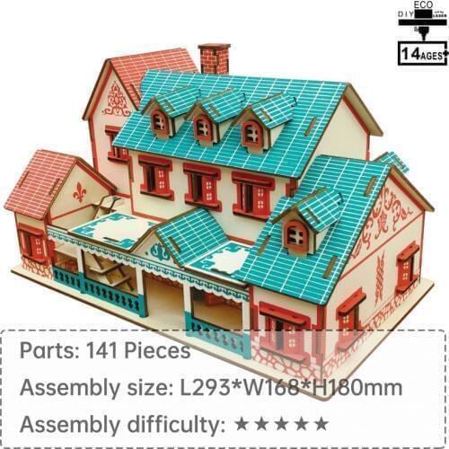 NARAT VILLA 3D wooden jigsaw puzzle DIY assembly toy kids educational toys puzzle 3d 3d puzzle wooden toy jigsaw puzzle