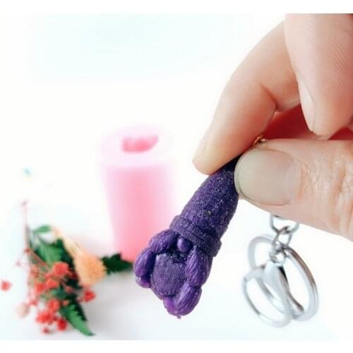 Handmade 3D Gnome Keychain Resin Mold Lucky Dinosaur Gnome Decoration Pendant Silicone Resin Casting Mold Craft Tools