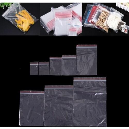 9 Size 100Pcs/Bags Zip Zipped Lock Reclosable Plastic Poly Clear Bags FC
