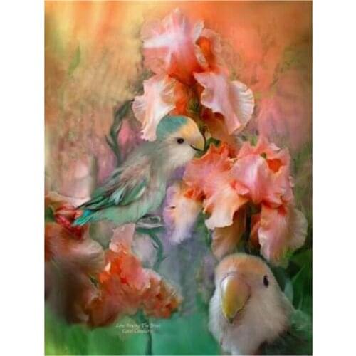 Full Drill Square Round 5D Diy Animal Love Among Irises By World Bright Diamond Painting Rhinestones Home Decoration FC540