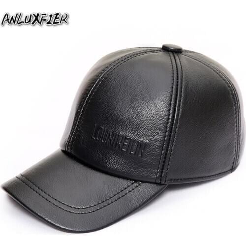 B-7275 Genuine Leather Baseball Cap Male Winter Sheep Skin Hat Adjustable New Fashion Leather Hat Father Gift
