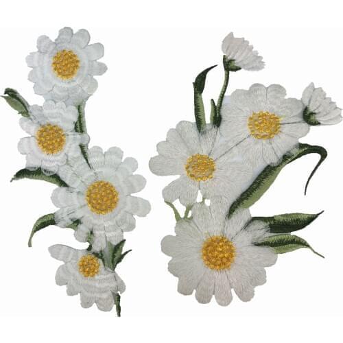 White Daisy Floral Flowers Embroidery Patches for Clothing Sewing Applique for Jeans Crafts Sewing Accessories Clothes Decor