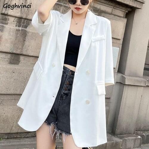 Blazers Women Solid White Pockets Minimalist Design Office Lady Streetwear All-match Clothing Stylish Elegant New Arrival Tender