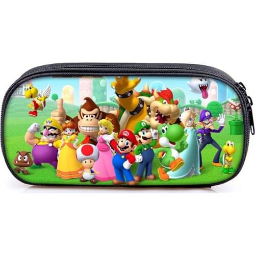Mario Bros Boys Girls Cartoon Pencil Case Bag School Pouches Children Student Pen Bag Kids Purse Wallet