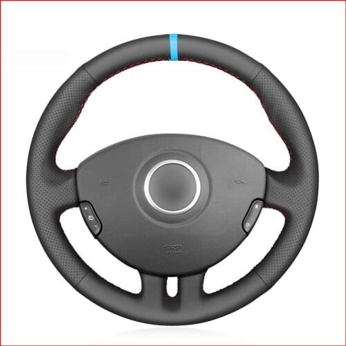 Black PU Faux Leather DIY Car Steering Wheel Cover for Renault Clio 3 2005 2006 2007 2008 2009 2010 2011 2012 Clio 3 Accessories