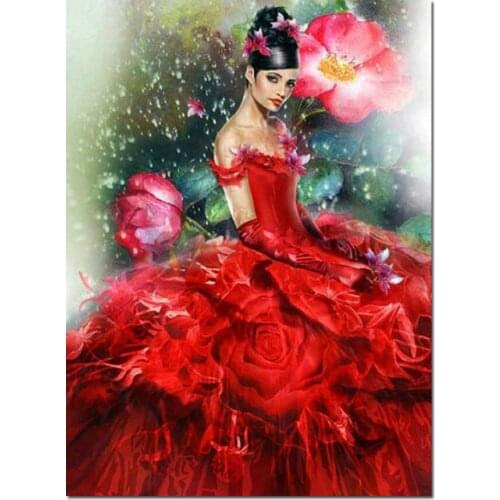 Home Decor 5D DIY Diamond Painting Red Rose Woman 3D Full Square stone Diamond Embroidery Cross Stitch kits Mosaic craft A1335