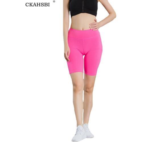 CKAHSBI High Waist Elasticity Yoga Shorts Sport Leggings Workout Out Pocket Leggings Fitness Sports Gym Running Yoga Short Hot