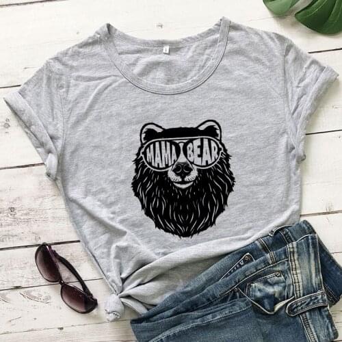 Mama Bear 100% Cotton T-shirt Funny Summer Women Graphic Mom Life Top Tee Shirt Cute Mothers Day Gift Tshirt Dropshipping