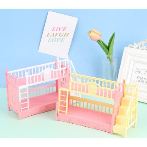 1pcs Dollhouse Bedroom Simulation Bunk Bed for 9-11inch Doll Playset Toy Random