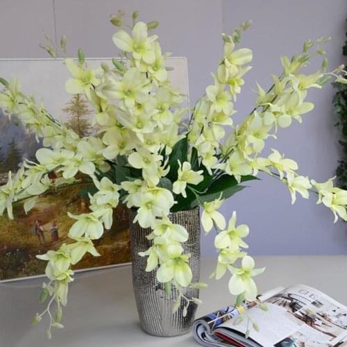 Artificial Fake Orchid Flower Plant Real Touch Fake Flower for Home Office Wedding Party Decoration Ornament Bridal Bouquet