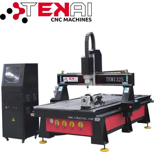 Italian spindle 3kw TEM1325 cnc wooden furniture router 4 axis 3d woodwork, cnc 1325 wood router with rotary fixture