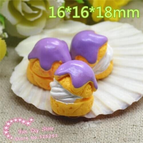 Resin 3D flat back Purple chocolate Butter cake dessert cabochon|Dollhouse miniatures 20pcs/lot 16*18mm 20pcs/lot 16*18mm