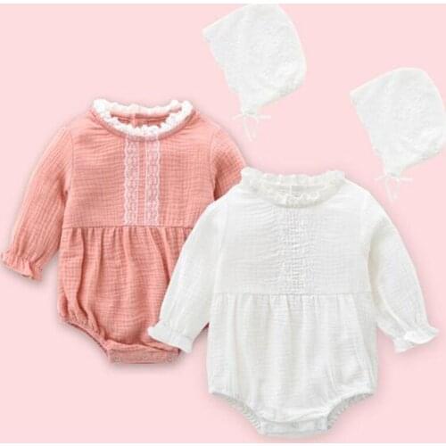 Spring Cute Infant Baby Girls Lace Princess Wind Rompers Long Sleeve Rompers Autumn Newborn Baby Girls Rompers Clothes