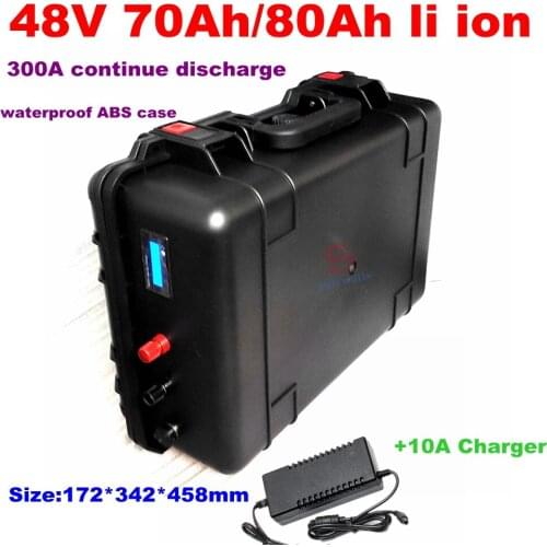 48V 80AH 70Ah Lithium Li-ion battery 300A high drian for 12000w tricycle fishing boat Forklift Van vehicle + 10A Charger