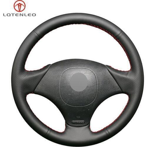 LQTENLEO Black Artificial Leather Car Steering Wheel Cover For FIAT Fiat Albea 2002 Palio 2002-2004 Siena Weekend 2002-2005