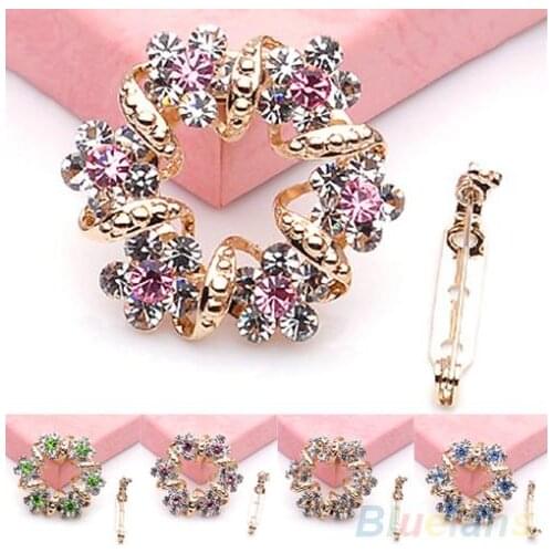 Fashion Korean Brooch Jewelry Luxury Rhinestone Garland Scarf Clip Brooches Pin up 08NV