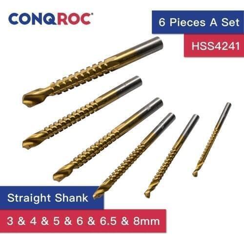 6 Pieces HSS Hole Saw Drill Bits Set Titanium Coated Sawtooth Drill Bits Kit for Carpenter Woodworking Cutting